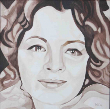 DIE SPAZIERGÄNGERIN VON SANS-SOUCI (PORTRÄT ROMY SCHNEIDER)</br >Wasserfarbe auf Leinwand, 90 x 90 cm, 2009