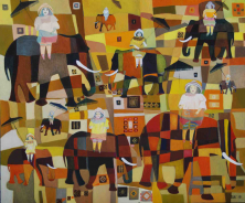 HAREMSAUSFLUG</br>Öl auf Leinwand, 100 x 120 cm, 2010