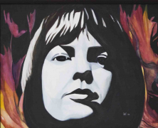 MIT MEINER VERBRANNTEN HAND (PORTRÄT INGEBORG BACHMANN)</br >Acryl auf Leinwand, 70 x 90 cm, 2006