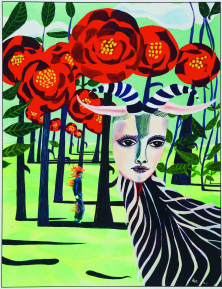EIN NIE VERSPROCHENER ROSENGARTEN</br>Mischtechnik auf Papier, 64,5 x 50 cm, 2005