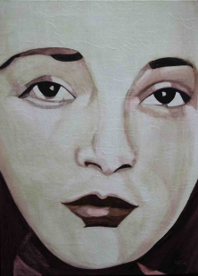 MODERATO CANTABILE (PORTRAIT MARGUERITE DURAS)</br >Mischtechnik auf Leinwand, 80 x 60 cm, 2006