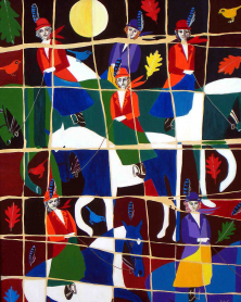 JAGDRUF</br>Acryl auf Leinwand, 80 x 100 cm, 2004