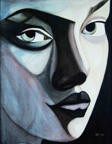 KATE (PORTRAIT KATE MOSS)</br >Mixed media on canvas, 90 x 70 cm, 2005