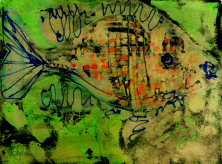 STRÖMEN IM FLUSS</br Mischtechnik auf Papier, 64,5 x 50 cm, 1970