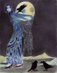 AUF TRAUMFANG</br >Mischtechnik auf Papier, 64,5 x 50 cm, 1990
