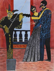 TEUFELSGEIGER</br>Mischtechnik auf Papier, 64,5 x 50 cm, 1984