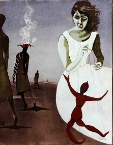 AUFSTAND  GEGEN  ANGEPASSTHEIT</br >Mischtechnik auf Papier, 64,5 x 50 cm, 1984