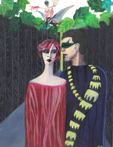 DIE VERTREIBUNG AUS DEM PARADIES</br >Mischtechnik auf Papier, 64,5 x 50 cm, 2002