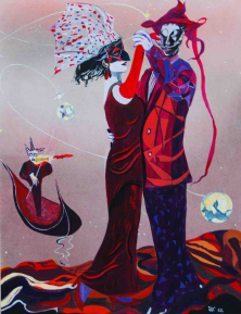 MÜDER GEIGER IN VENEDIG</br>Mischtechniken auf Papier, 64,5 x 50 cm, 2002