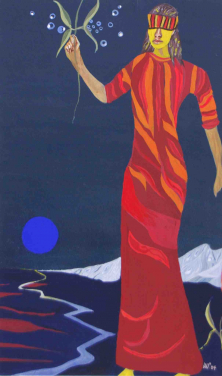 WEG DES KRIEGERS</br>Acryl auf Papier, 80 x 50 cm, 2004