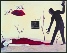 WESPENGESPRÄCH</br>Mischtechnik auf Papier, 50 x 64,5 cm, 2002