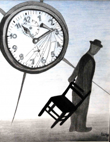 DAS PHANTOM DER ZEIT</br >Mischtechnik auf Papier, 64,5 x 50 cm, 1981