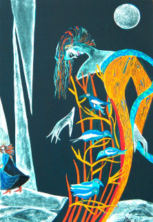 EINLADUNG</br >Mischtechnik auf Papier, 55 x 35 cm, 2001