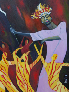 RULER OF THE BUSHFIRE</br>Oil on canvas, 80 x 60 cm, 2017