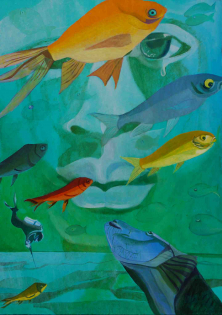 KLAGE DES FLUSSGOTTES</br>Öl auf Leinwand, 140 x 100 cm, 2014