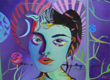 DAS MÄDCHEN DAS SICH IN EINE ZIEGE VERWANDELTE</br >Öl auf Leinwand, 60 x 80 cm, 2022