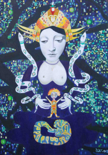 GÖTTIN DER SCHLANGEN</br>Öl auf Leinwand, 140 x 100 cm, 2013