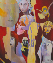UNENDLICHE VERKNÜPFUNG DER KULTUREN</br>Öl auf Leinwand, 140 x 120 cm, 2016