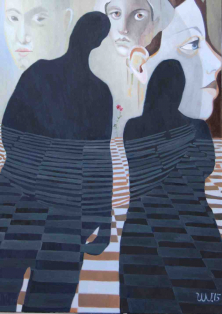 MEDITATION ON LIFE AND DEATH</br>Oil on canvas, 140 x 100 cm, 2015