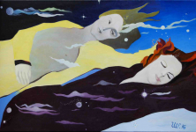 FLOATING THROUGH THE UNIVERSE</br >Oil on canvas, 100 x 140 cm, 2016