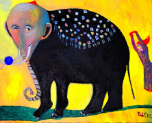 DER ELEFANT UND DIE BALLETTÄNZERIN</br >Öl auf Leinwand, 60 x 100 cm, 2022