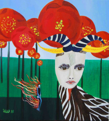 THE MAN THAT MORPHED INTO A TREE</br >Oil on canvas, 100 x 90 cm, 2018