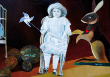 DER VERLIEBTE HASE</br >Öl auf Leinwand, 100 x 140 cm, 2008