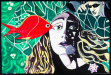 BESUCH BEI UNDINE</br >Acryl auf Leinwand, 80 x 120 cm, 2004