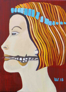 WORTE FALLEN MIR NICHT LEICHT</br >Öl auf Leinwand, 80 x 60 cm, 2018