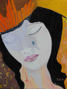 DIE FRAU, DIE SICH IN EINE NACHTIGALL VERWANDELTE</br >Öl auf Leinwand, 80 x 60 cm, 2016