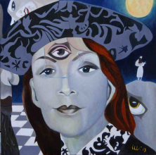 WUNSCH, DIE SCHLEIER DER MAYA ZU DURCHDRINGEN (SELBSTPORTRAIT)</br >Öl auf Leinwand, 90 x 90 cm, 2013