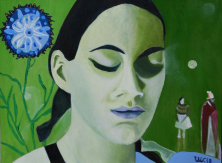 BLAUE BLUME DER ROMANTIK</br>Öl auf Leinwand, 80 x 60 cm, 2018