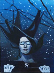 PAS DE DEUX IN A STARRY NIGHT</br >Oil on canvas, 80 x 60 cm, 2015