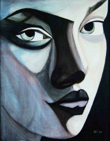 KATE (PORTRAIT KATE MOSS)</br >Mixed media on canvas, 90 x 70 cm, 2005